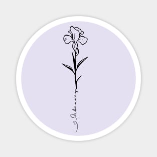 Minimalist Boho Line Art Drawing Iris February Birth Flower Magnet